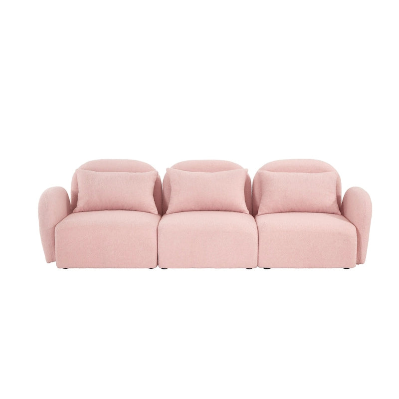 Mobilier de salon Canapé paresseux trois places en tissu Teddy blanc