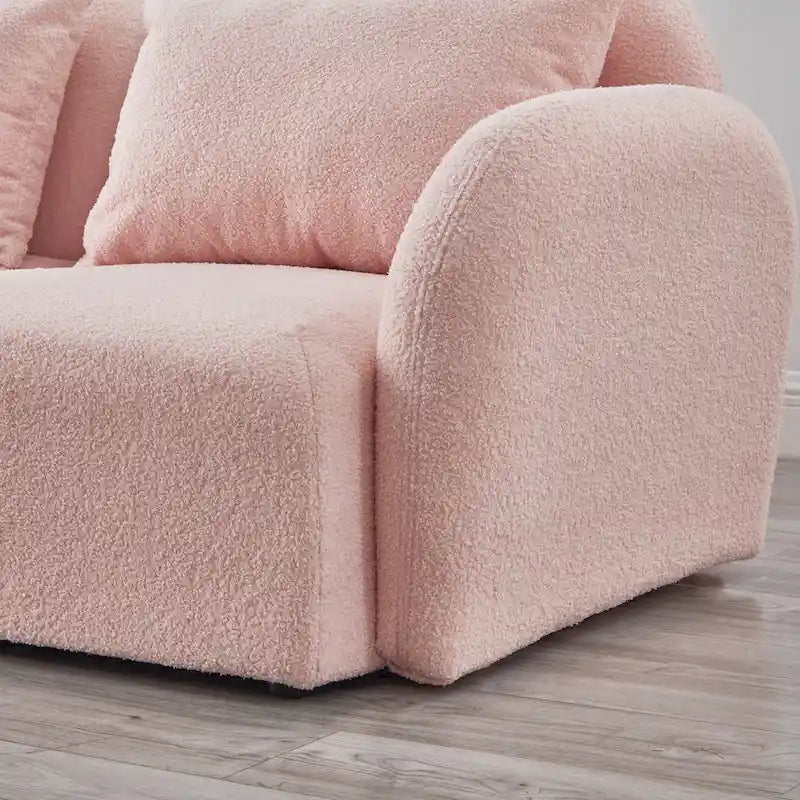 Mobilier de salon Canapé paresseux trois places en tissu Teddy blanc