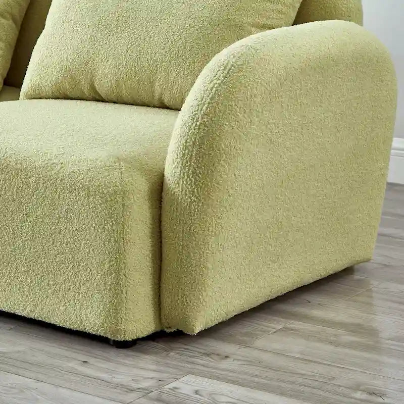 Mobilier de salon Canapé paresseux trois places en tissu Teddy blanc