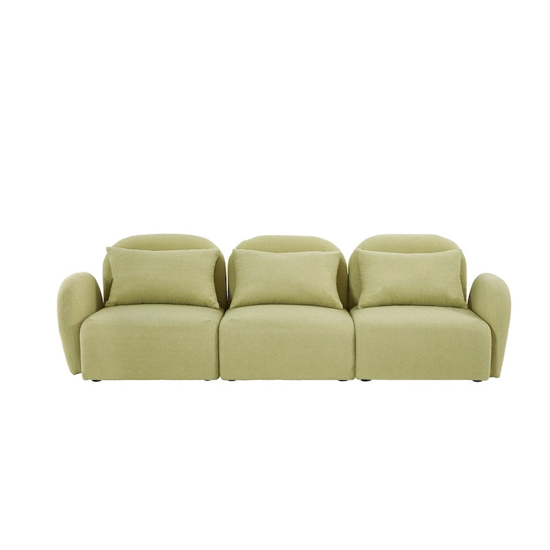 Mobilier de salon Canapé paresseux trois places en tissu Teddy blanc