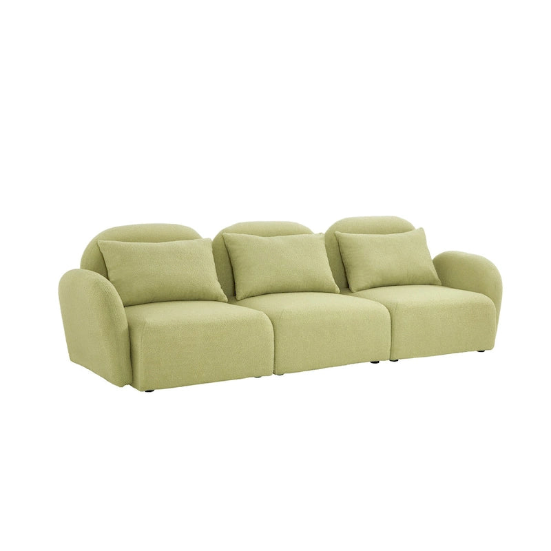 Mobilier de salon Canapé paresseux trois places en tissu Teddy blanc