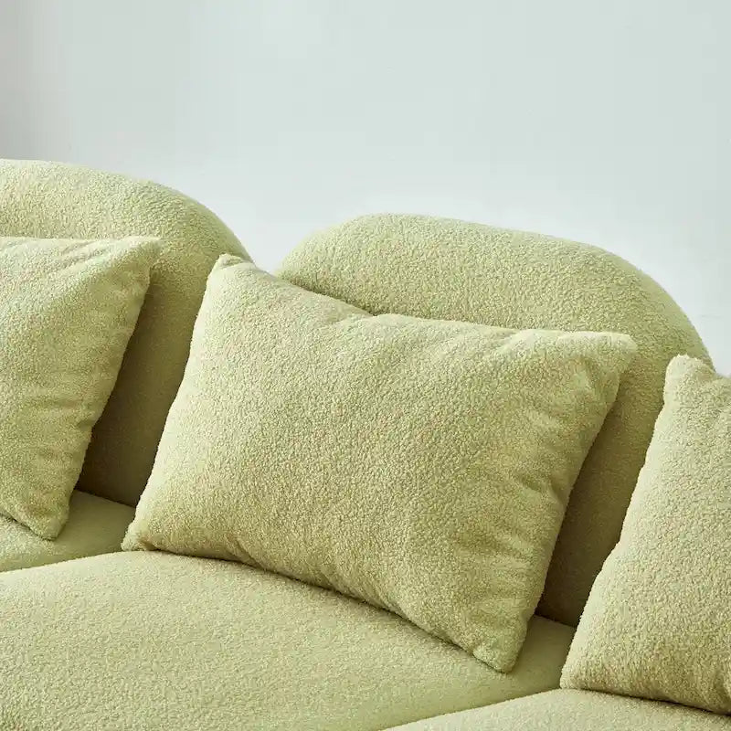 Mobilier de salon Canapé paresseux trois places en tissu Teddy blanc