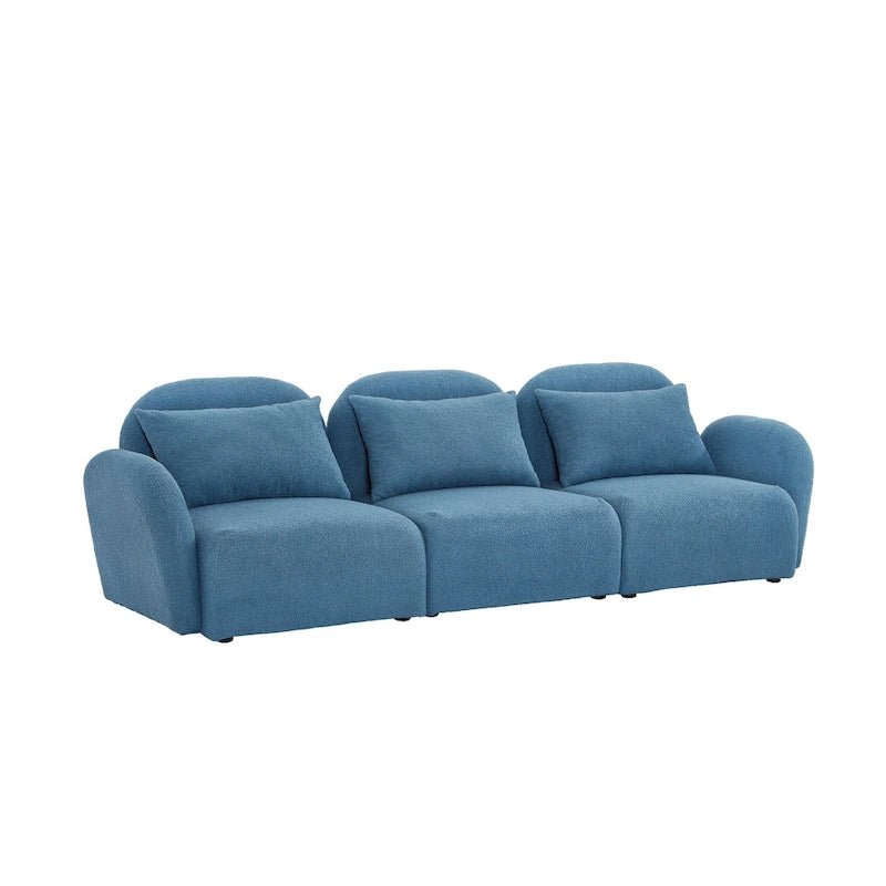 Mobilier de salon Canapé paresseux trois places en tissu Teddy blanc