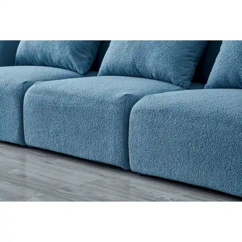 Mobilier de salon Canapé paresseux trois places en tissu Teddy blanc