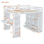 Lit mezzanine double avec grandes étagères, bureau et éclairage LED, Gris
