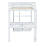 Lit mezzanine double avec grandes étagères, bureau et éclairage LED, Gris