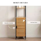 Evideco Articles ménagers français Cebu Tour de rangement à linge en bambou élégant 34 cm L x 28,27 cm P x 172,72 cm H – Organisateur haut de salle de bain noir contemporain
