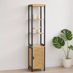 Evideco Articles ménagers français Cebu Tour de rangement à linge en bambou élégant 34 cm L x 28,27 cm P x 172,72 cm H – Organisateur haut de salle de bain noir contemporain