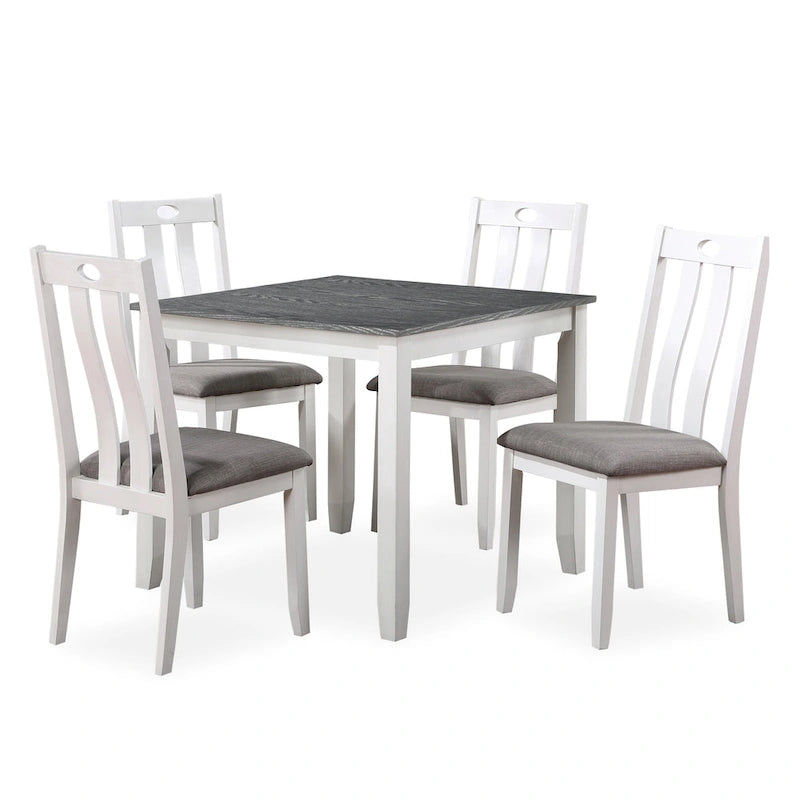 Ensemble de table à manger carrée de 5 pièces Badia Transitional White par Furniture of America