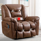 Fauteuil inclinable électrique releveur en cuir synthétique avec fonction massage et télécommande facile à utiliser