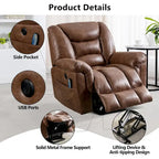 Fauteuil inclinable électrique releveur en cuir synthétique avec fonction massage et télécommande facile à utiliser
