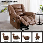 Fauteuil inclinable électrique releveur en cuir synthétique avec fonction massage et télécommande facile à utiliser