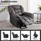 Fauteuil inclinable électrique releveur en cuir synthétique avec fonction massage et télécommande facile à utiliser