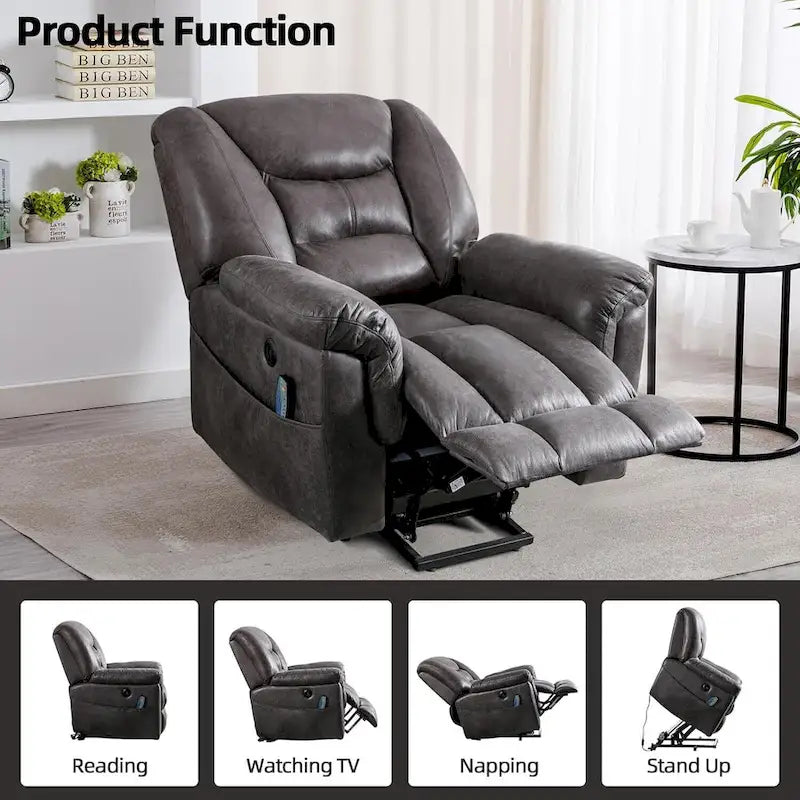 Fauteuil inclinable électrique releveur en cuir synthétique avec fonction massage et télécommande facile à utiliser