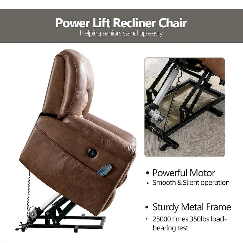 Fauteuil inclinable électrique releveur en cuir synthétique avec fonction massage et télécommande facile à utiliser