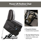 Fauteuil inclinable électrique releveur en cuir synthétique avec fonction massage et télécommande facile à utiliser