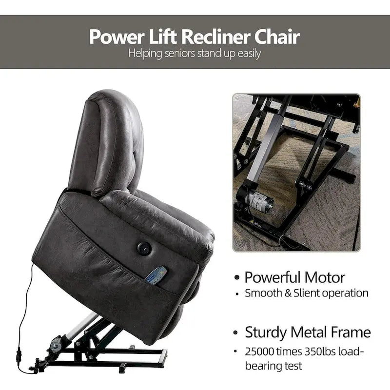 Fauteuil inclinable électrique releveur en cuir synthétique avec fonction massage et télécommande facile à utiliser