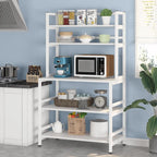 Étagère de cuisine industrielle à 5 niveaux pour micro-ondes, support de boulanger avec huche, blanche, moderne, étagère de rangement utilitaire pour la cuisine.