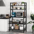 Étagère de cuisine industrielle à 5 niveaux pour micro-ondes, support de boulanger avec huche, blanche, moderne, étagère de rangement utilitaire pour la cuisine.