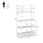 Étagère de cuisine industrielle à 5 niveaux pour micro-ondes, support de boulanger avec huche, blanche, moderne, étagère de rangement utilitaire pour la cuisine.