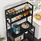 Étagère de cuisine industrielle à 5 niveaux pour micro-ondes, support de boulanger avec huche, blanche, moderne, étagère de rangement utilitaire pour la cuisine.