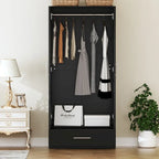 Armoire de chambre 2 portes South Shore avec tiroir de rangement et tringle à vêtements