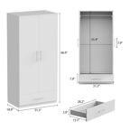Armoire de chambre 2 portes South Shore avec tiroir de rangement et tringle à vêtements