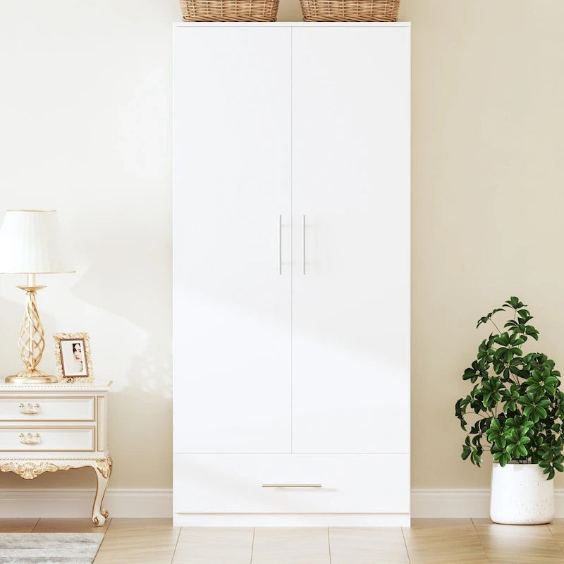 Armoire de chambre 2 portes South Shore avec tiroir de rangement et tringle à vêtements