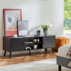 Meuble TV pour téléviseur de 55-60 pouces, centre de divertissement avec armoire de rangement, console multimédia de style milieu de siècle, charnière réglable