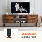 Meuble TV pour téléviseur de 55-60 pouces, centre de divertissement avec armoire de rangement, console multimédia de style milieu de siècle, charnière réglable
