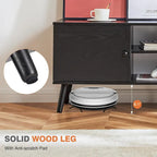 Meuble TV pour téléviseur de 55-60 pouces, centre de divertissement avec armoire de rangement, console multimédia de style milieu de siècle, charnière réglable