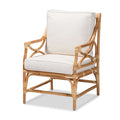 Fauteuil Brandon en rotin capitonné de style bohème – Blanc/Naturel