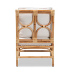 Fauteuil Brandon en rotin capitonné de style bohème – Blanc/Naturel