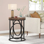 Table d'appoint ronde en bois, marbre blanc, 50 cm, avec base dorée en forme de O