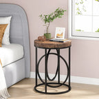 Table d'appoint ronde en bois, marbre blanc, 50 cm, avec base dorée en forme de O