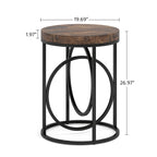 Table d'appoint ronde en bois, marbre blanc, 50 cm, avec base dorée en forme de O