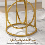Table d'appoint ronde en bois, marbre blanc, 50 cm, avec base dorée en forme de O