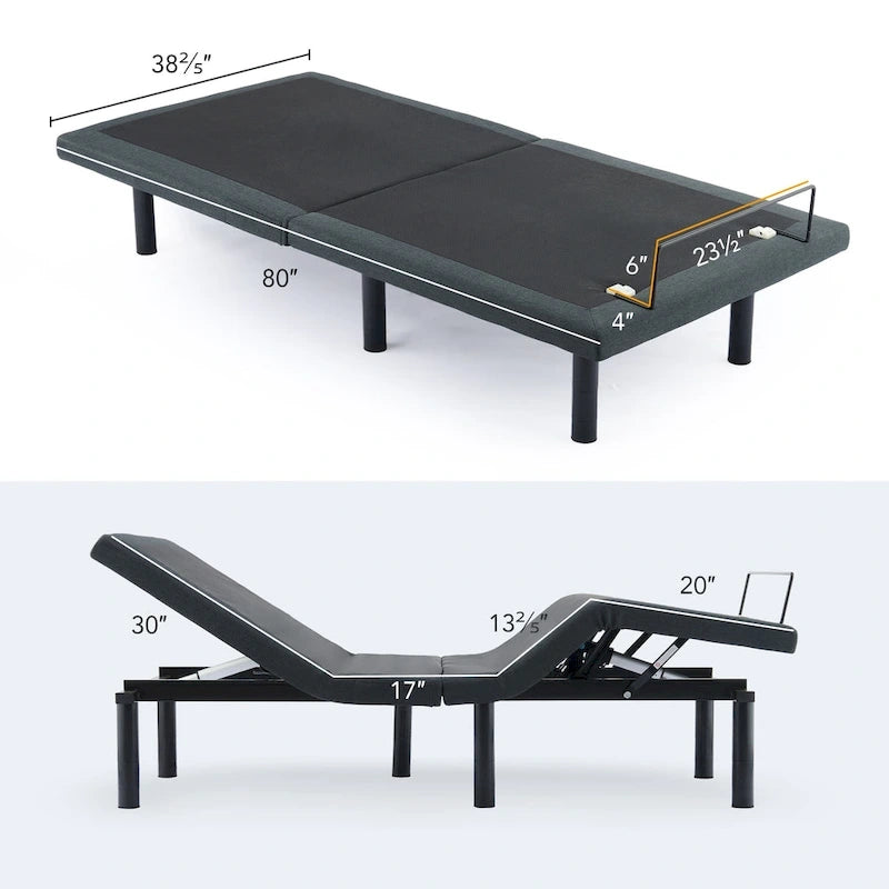Lit réglable zéro gravité massant CO-Z avec télécommande sans fil et éclairage sous le lit