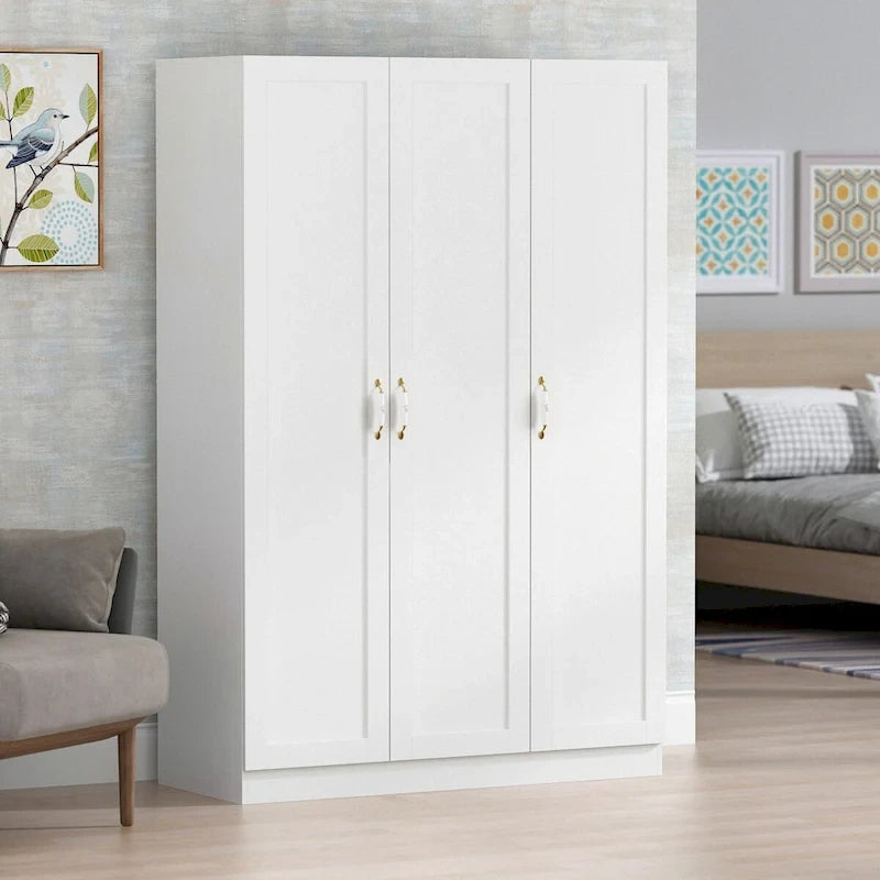Wardrobe Armoire Shelves Hanging Rod Doors Closet Storage Cabinet