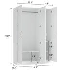 Armoire Penderie Étagères Tringle Portes Meuble de Rangement pour Placard