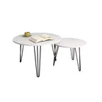 Lot de 2 tables basses gigognes rondes de 27,56 pouces, ensemble de tables d'appoint gigognes circulaires, plateau en bois rond et base en métal robuste