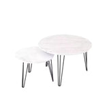 Lot de 2 tables basses gigognes rondes de 27,56 pouces, ensemble de tables d'appoint gigognes circulaires, plateau en bois rond et base en métal robuste
