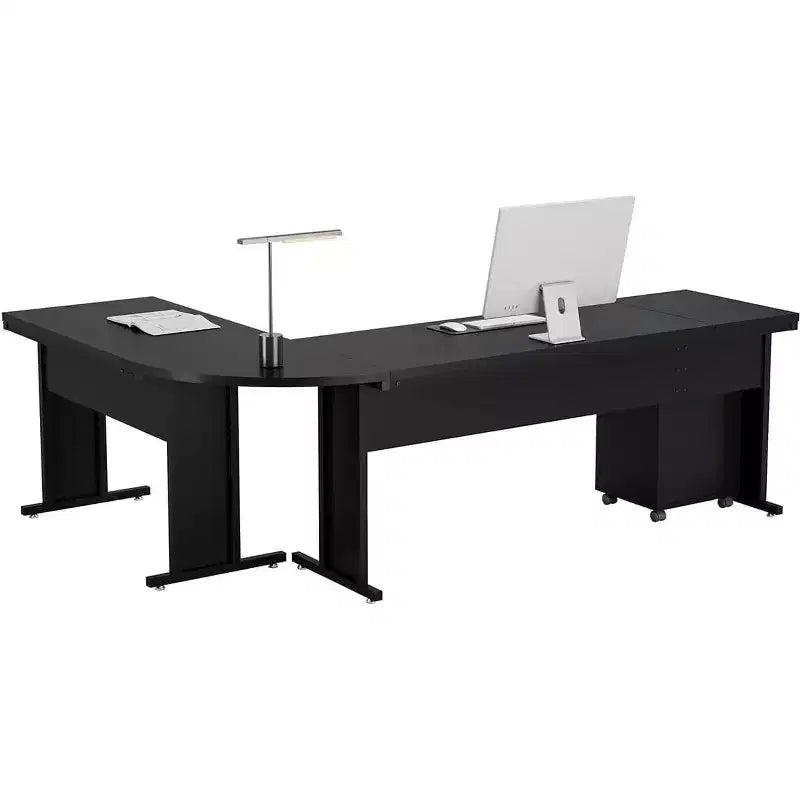 Bureau de direction en L Lantine 82.68 avec caisson mobile à 3 tiroirs
