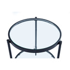 Table d'appoint ronde moderne en verre GZMR avec étagère