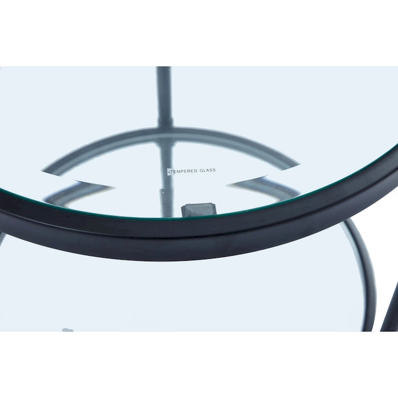 Table d'appoint ronde moderne en verre GZMR avec étagère