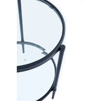 Table d'appoint ronde moderne en verre GZMR avec étagère