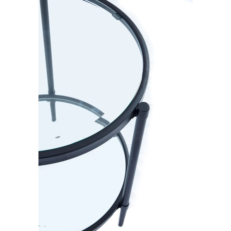 Table d'appoint ronde moderne en verre GZMR avec étagère