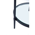 Table d'appoint ronde moderne en verre GZMR avec étagère