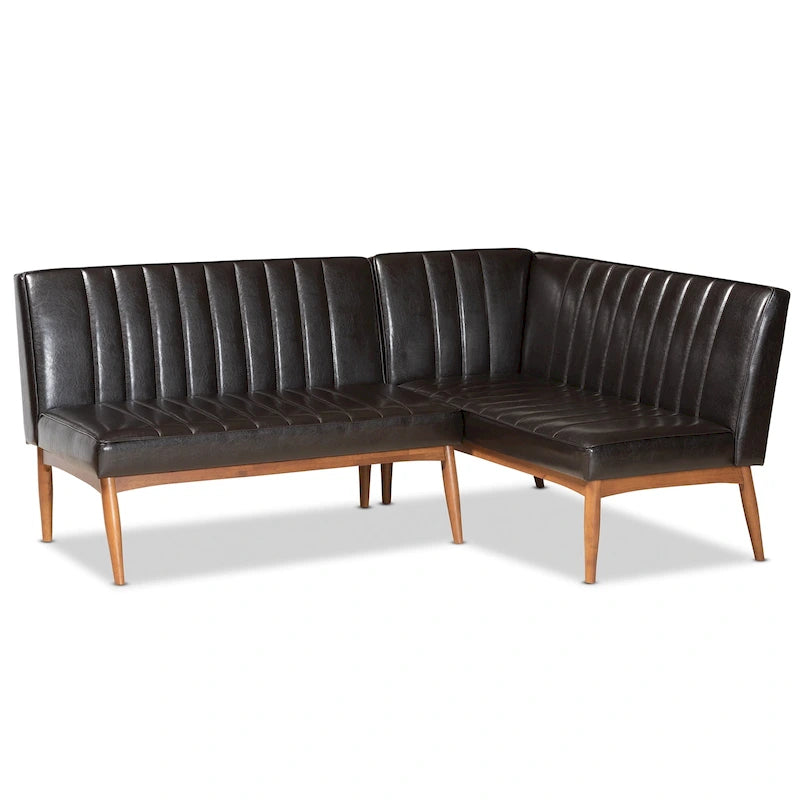 Ensemble banquette de coin repas 2 pièces Daymond, style moderne du milieu du siècle