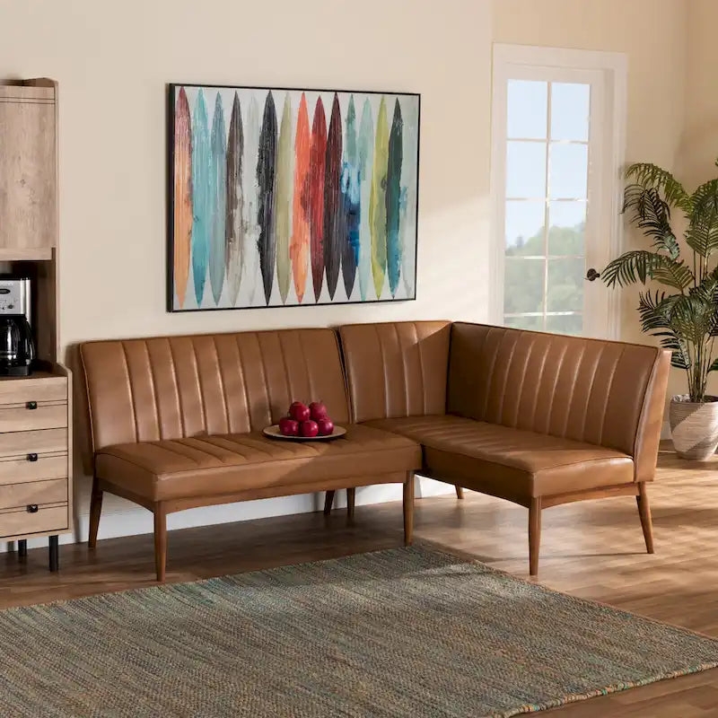 Ensemble banquette de coin repas 2 pièces Daymond, style moderne du milieu du siècle